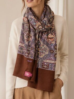 Oilily Purple & Brown Paisley-Print Wrap with Multicolor Accents